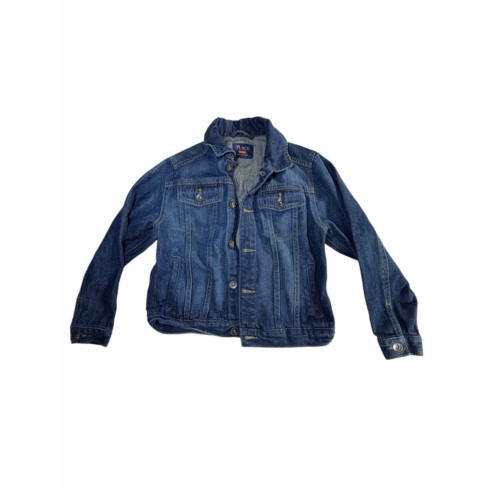 The Children's Place Dark Blue Denim Jacket M/M 7/8 Button Front Pockets‎